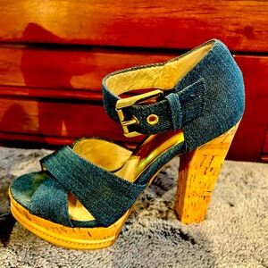Michael Kors Denim Strappy platform heels.  Great condition!!